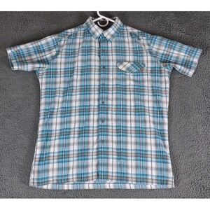 Kuhl Response Shirt Medium‎ Blue Plaid Short Sleeve Metal Button  Quick Dry